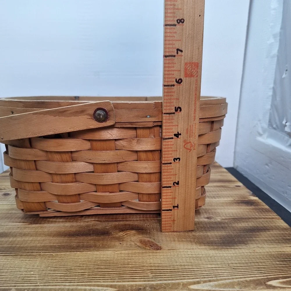Hand Woven Amash Utensil Plate Holder Basket 11x6 Natural Wood Caddy